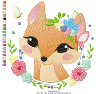 Charger l&#39;image dans la galerie, Red Fox embroidery designs - Woodland animals embroidery design machine embroidery pattern - Baby girl embroidery file - instant download
