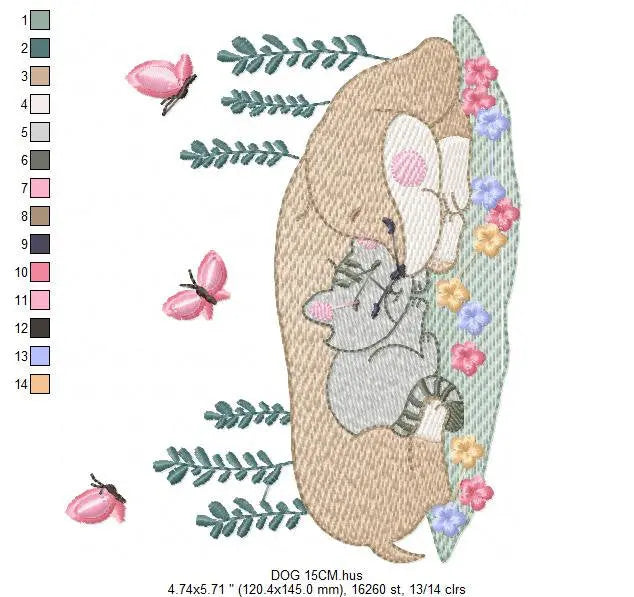 Dogs embroidery designs - Cat embroidery design machine embroidery pattern - Puppy embroidery file -  Baby boy embroidery instant download Marcia Embroidery