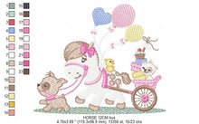Load image into Gallery viewer, Horse embroidery design - Baby Girl embroidery designs machine embroidery pattern - Dog embroidery file Cat embroidery - instant download
