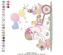 Cargar imagen en el visor de la galería, Horse embroidery design - Baby Girl embroidery designs machine embroidery pattern - Dog embroidery file Cat embroidery - instant download
