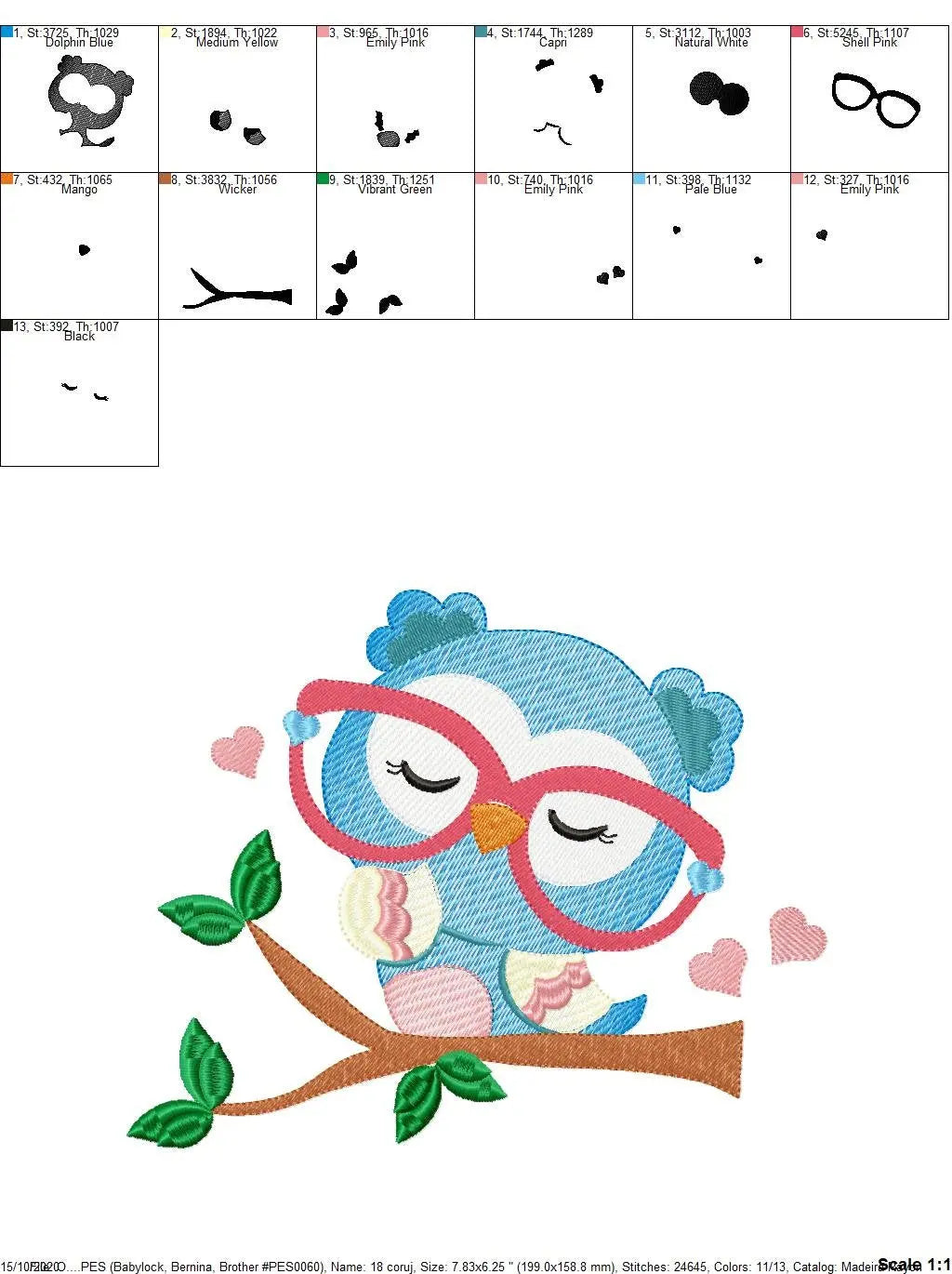Owl embroidery design - Owl with glasses embroidery design machine embroidery pattern - bird embroidery file school teacher digital download Marcia Embroidery