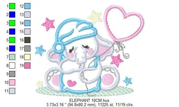 Sleepy Elephant embroidery designs - Sleeping Animal embroidery design machine embroidery pattern - Elephant applique - instant download pes Marcia Embroidery