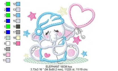 Sleepy Elephant embroidery designs - Sleeping Animal embroidery design machine embroidery pattern - Elephant applique - instant download pes Marcia Embroidery