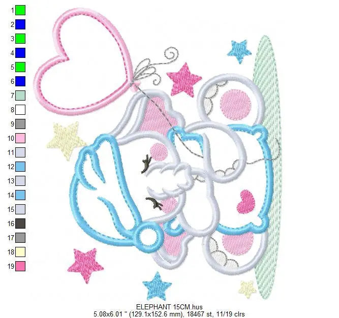 Sleepy Elephant embroidery designs - Sleeping Animal embroidery design machine embroidery pattern - Elephant applique - instant download pes Marcia Embroidery