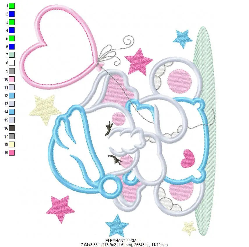 Sleepy Elephant embroidery designs - Sleeping Animal embroidery design machine embroidery pattern - Elephant applique - instant download pes Marcia Embroidery