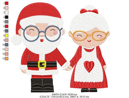 Xmas embroidery designs - Santa Claus embroidery design machine embroidery pattern - Mama Claus embroidery file - Christmas design digital