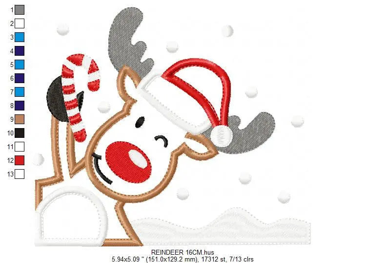Christmas Rudolf Reindeer Embroidery Design - Xmas embroidery designs machine embroidery pattern - Holiday embroidery file instant download Marcia Embroidery