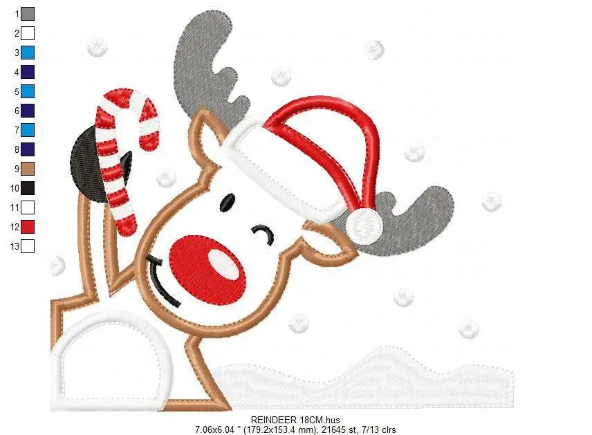 Christmas Rudolf Reindeer Embroidery Design - Xmas embroidery designs machine embroidery pattern - Holiday embroidery file instant download Marcia Embroidery