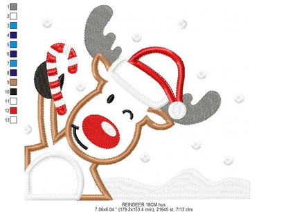 Christmas Rudolf Reindeer Embroidery Design - Xmas embroidery designs machine embroidery pattern - Holiday embroidery file instant download Marcia Embroidery
