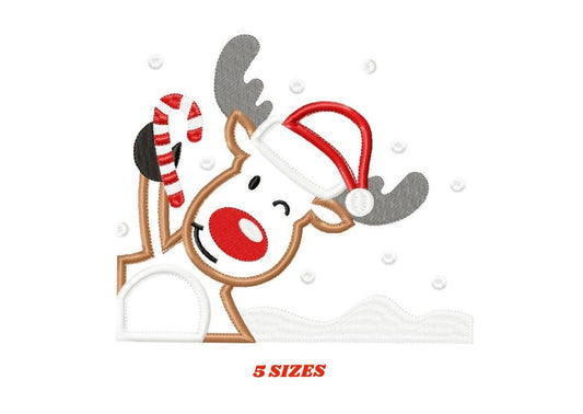 Christmas Rudolf Reindeer Embroidery Design - Xmas embroidery designs machine embroidery pattern - Holiday embroidery file instant download