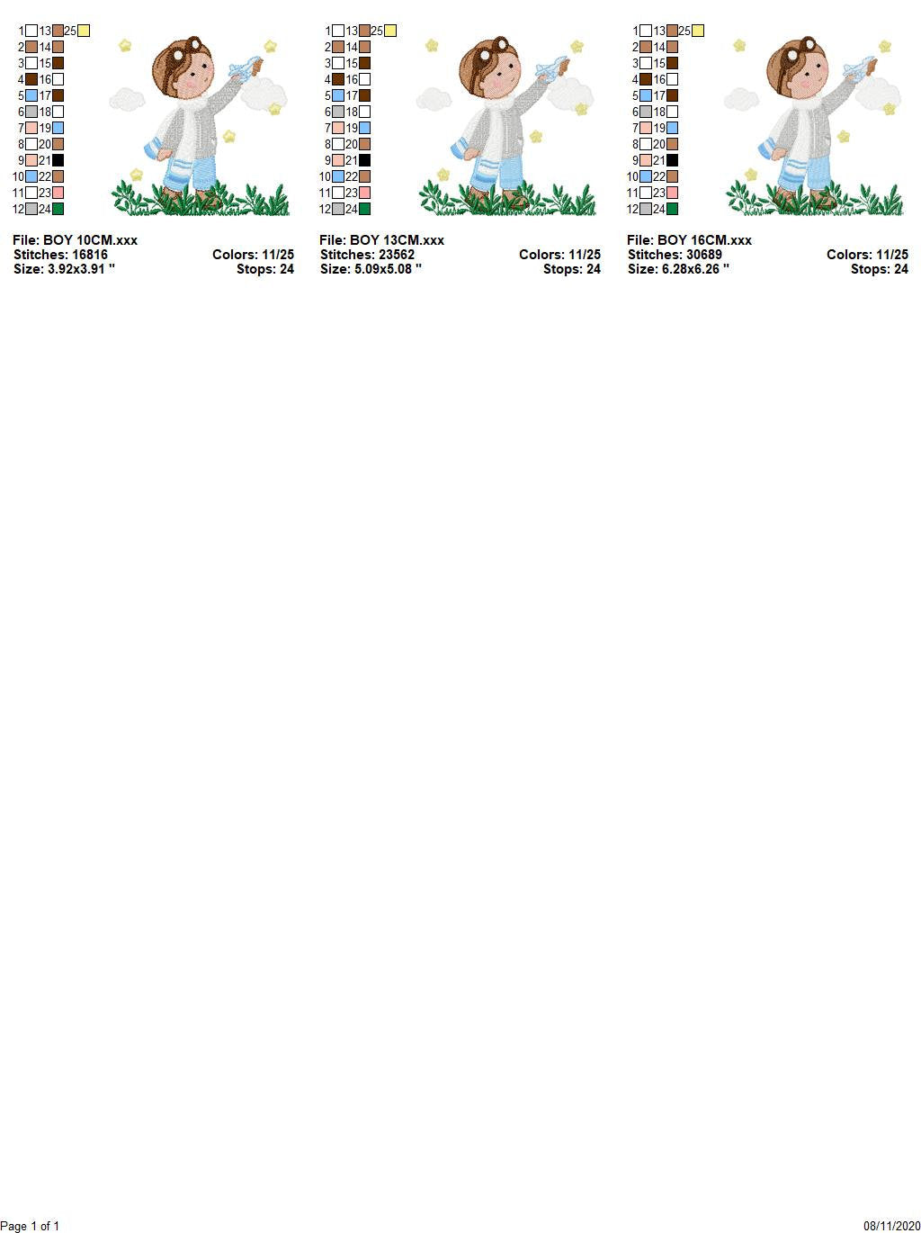 Pilot with goggles embroidery designs - Aviator with toy plane machine embroidery pattern - Baby boy file - Instant digital download pes