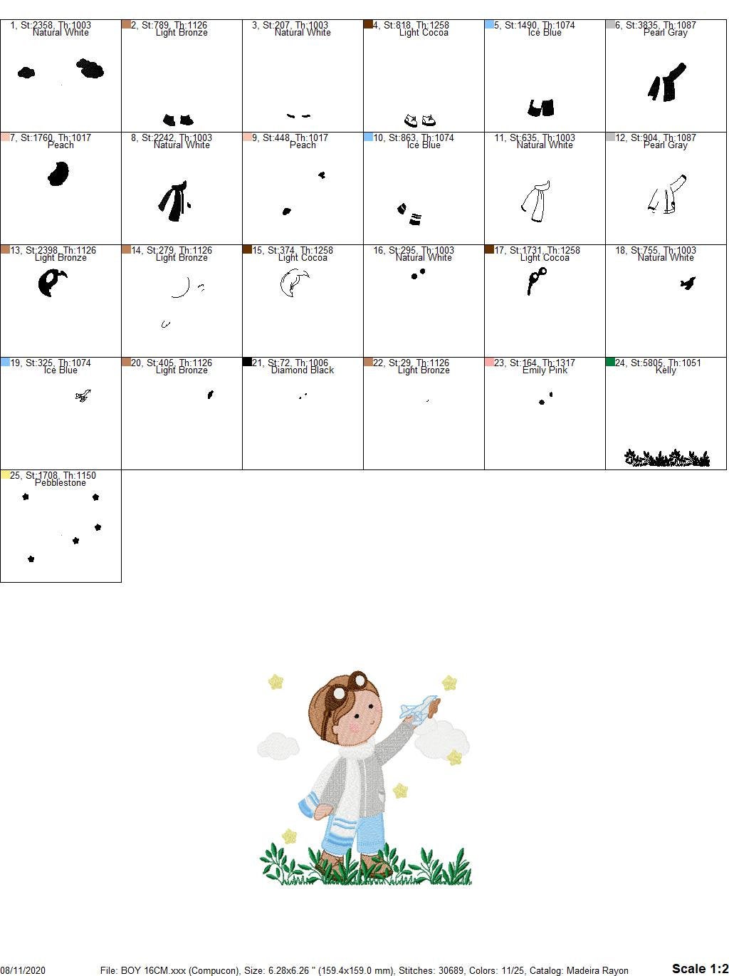 Pilot with goggles embroidery designs - Aviator with toy plane machine embroidery pattern - Baby boy file - Instant digital download pes