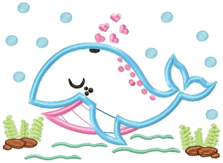 Whale embroidery designs - Fish embroidery design machine embroidery pattern - Sea embroidery whale design - whale applique  kid embroidery Marcia Embroidery
