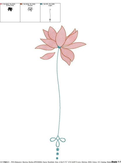 Lotus embroidery designs - Flower embroidery design machine embroidery pattern - Flowers embroidery file - baby girl embroidery download Marcia Embroidery