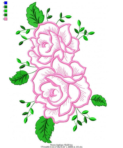 Flowers embroidery designs - Towel embroidery design machine embroidery pattern - Rose embroidery file flower applique - instant download