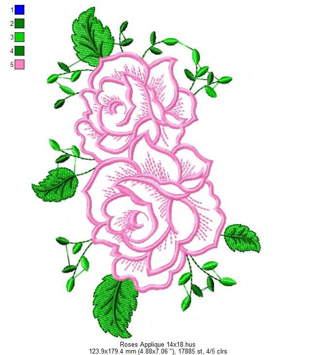 Flowers embroidery designs - Towel embroidery design machine embroidery pattern - Rose embroidery file flower applique - instant download