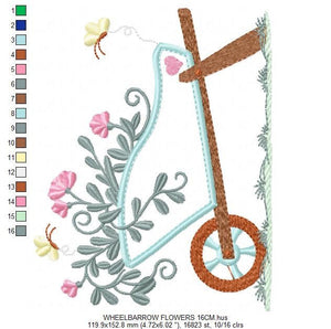 Flowers embroidery designs - Flower cart embroidery design machine embroidery pattern - garden embroidery file - floral kitchen embroidery