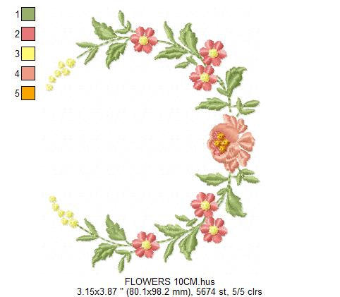 Monogram Frame embroidery designs - Flower embroidery design machine embroidery pattern - rose wreath embroidery file - baby girl embroidery