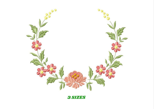 Monogram Frame embroidery designs - Flower embroidery design machine embroidery pattern - rose wreath embroidery file - baby girl embroidery