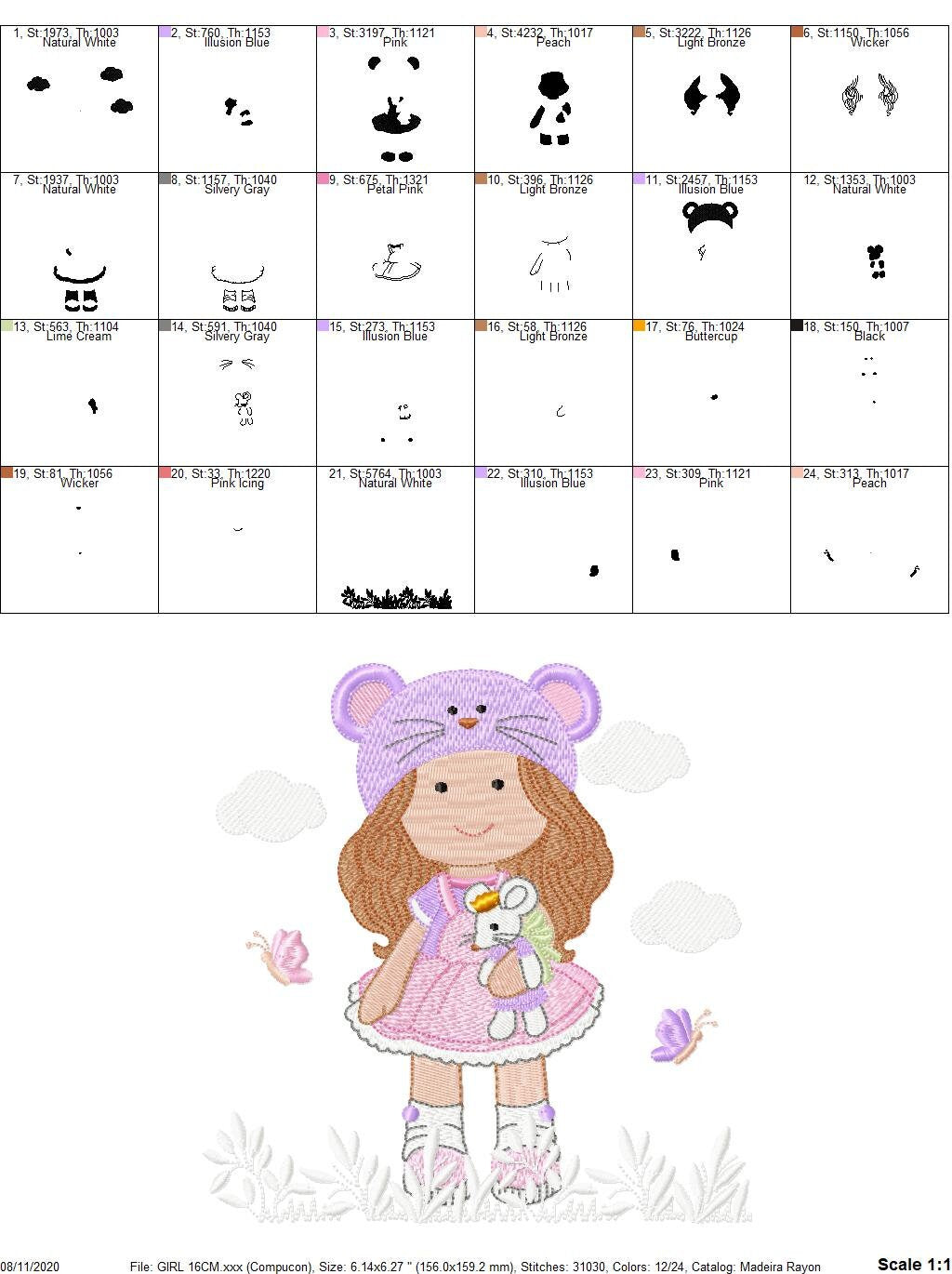 Baby girl embroidery design - Newborn embroidery designs machine embroidery pattern - kid embroidery file - children embroidery toddler