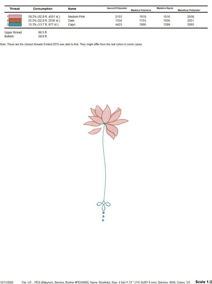 Lotus embroidery designs - Flower embroidery design machine embroidery pattern - Flowers embroidery file - baby girl embroidery download Marcia Embroidery