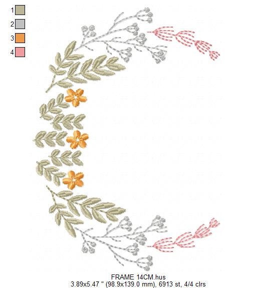 Monogram Frame embroidery designs - Flower embroidery design machine embroidery pattern - Flower wreath embroidery file - Delicate frame