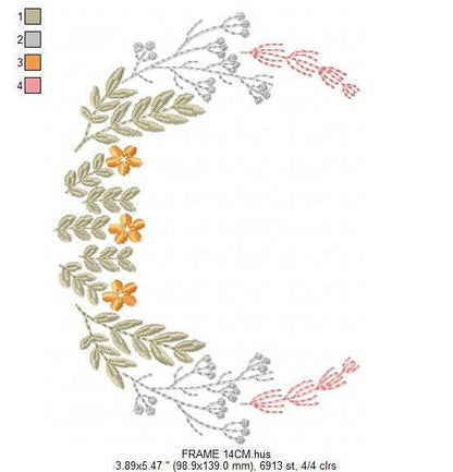 Monogram Frame embroidery designs - Flower embroidery design machine embroidery pattern - Flower wreath embroidery file - Delicate frame