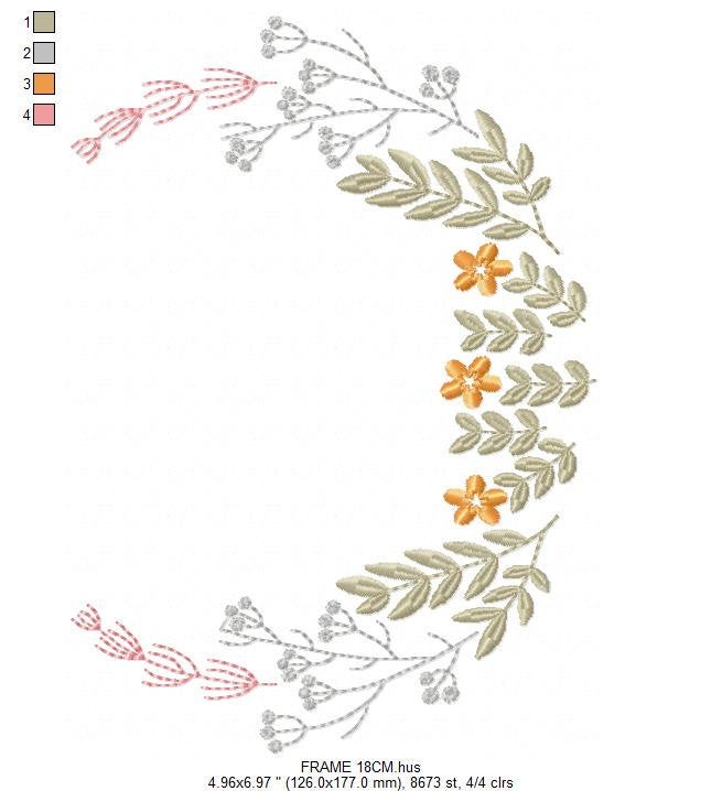 Monogram Frame embroidery designs - Flower embroidery design machine embroidery pattern - Flower wreath embroidery file - Delicate frame