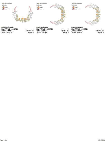 Monogram Frame embroidery designs - Flower embroidery design machine embroidery pattern - Flower wreath embroidery file - Delicate frame