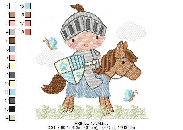 Knight embroidery designs - Prince embroidery design machine embroidery pattern - instant download - baby boy embroidery file fairytale king