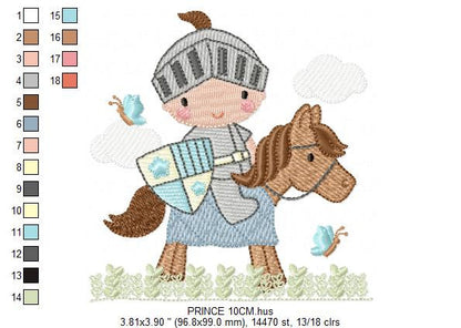 Knight embroidery designs - Prince embroidery design machine embroidery pattern - instant download - baby boy embroidery file fairytale king