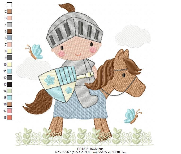 Knight embroidery designs - Prince embroidery design machine embroidery pattern - instant download - baby boy embroidery file fairytale king