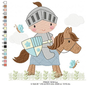 Knight embroidery designs - Prince embroidery design machine embroidery pattern - instant download - baby boy embroidery file fairytale king