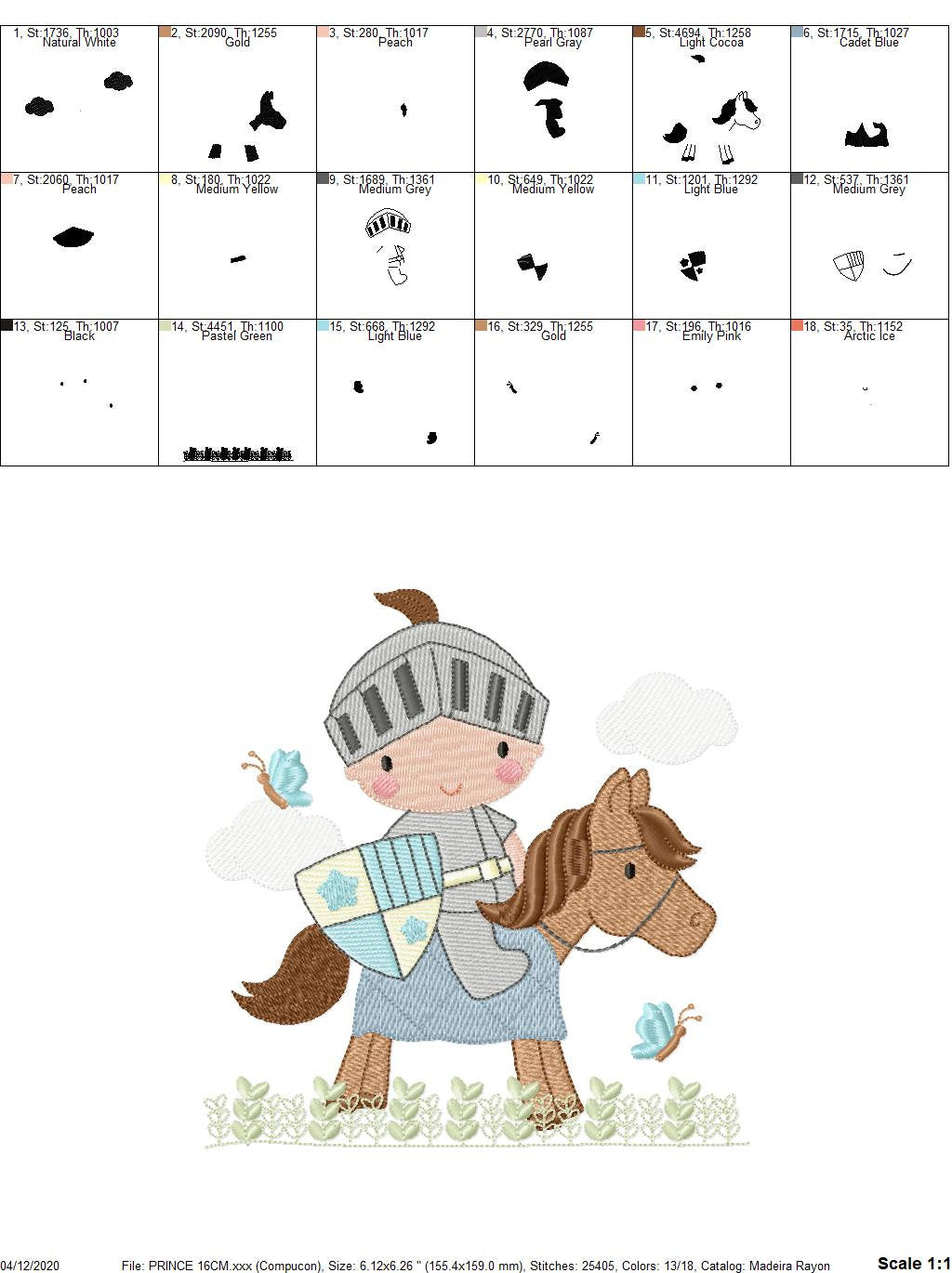 Knight embroidery designs - Prince embroidery design machine embroidery pattern - instant download - baby boy embroidery file fairytale king