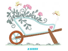 Cargar imagen en el visor de la galería, Flowers embroidery designs - Flower cart embroidery design machine embroidery pattern - garden embroidery file - floral kitchen embroidery
