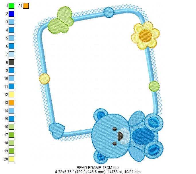 Bear embroidery design - Frame embroidery designs machine embroidery pattern - Baby boy embroidery file - Bear applique instant download