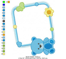 Charger l&#39;image dans la galerie, Bear embroidery design - Frame embroidery designs machine embroidery pattern - Baby boy embroidery file - Bear applique instant download
