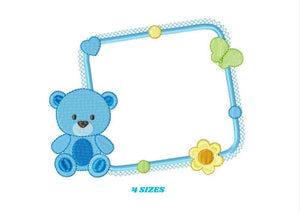 Bear embroidery design - Frame embroidery designs machine embroidery pattern - Baby boy embroidery file - Bear applique instant download