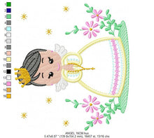 Charger l&#39;image dans la galerie, Angel embroidery designs - Baby Girl embroidery design machine embroidery pattern - Baptism embroidery file - angel applique design download
