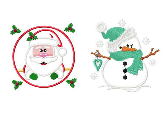 Xmas embroidery designs - Santa Claus embroidery design machine embroidery pattern - Snowman embroidery file - Christmas applique winter