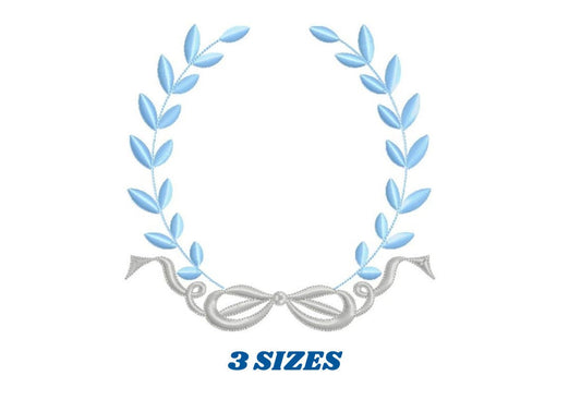 Laurel embroidery designs - Monogram frame embroidery design machine embroidery pattern - Baby boy embroidery file - Laurel wreath with Lace