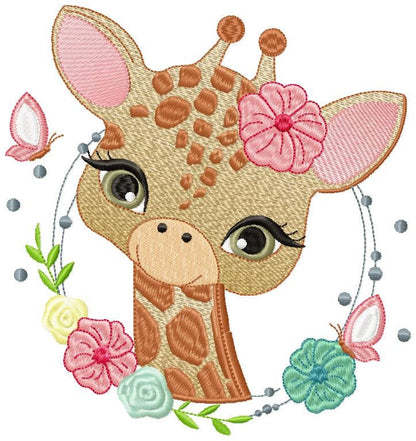 Giraffe embroidery designs - Woodland animals embroidery design machine embroidery pattern - Baby girl embroidery file - instant download