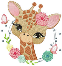 Load image into Gallery viewer, Giraffe embroidery designs - Woodland animals embroidery design machine embroidery pattern - Baby girl embroidery file - instant download
