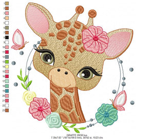 Giraffe embroidery designs - Woodland animals embroidery design machine embroidery pattern - Baby girl embroidery file - instant download