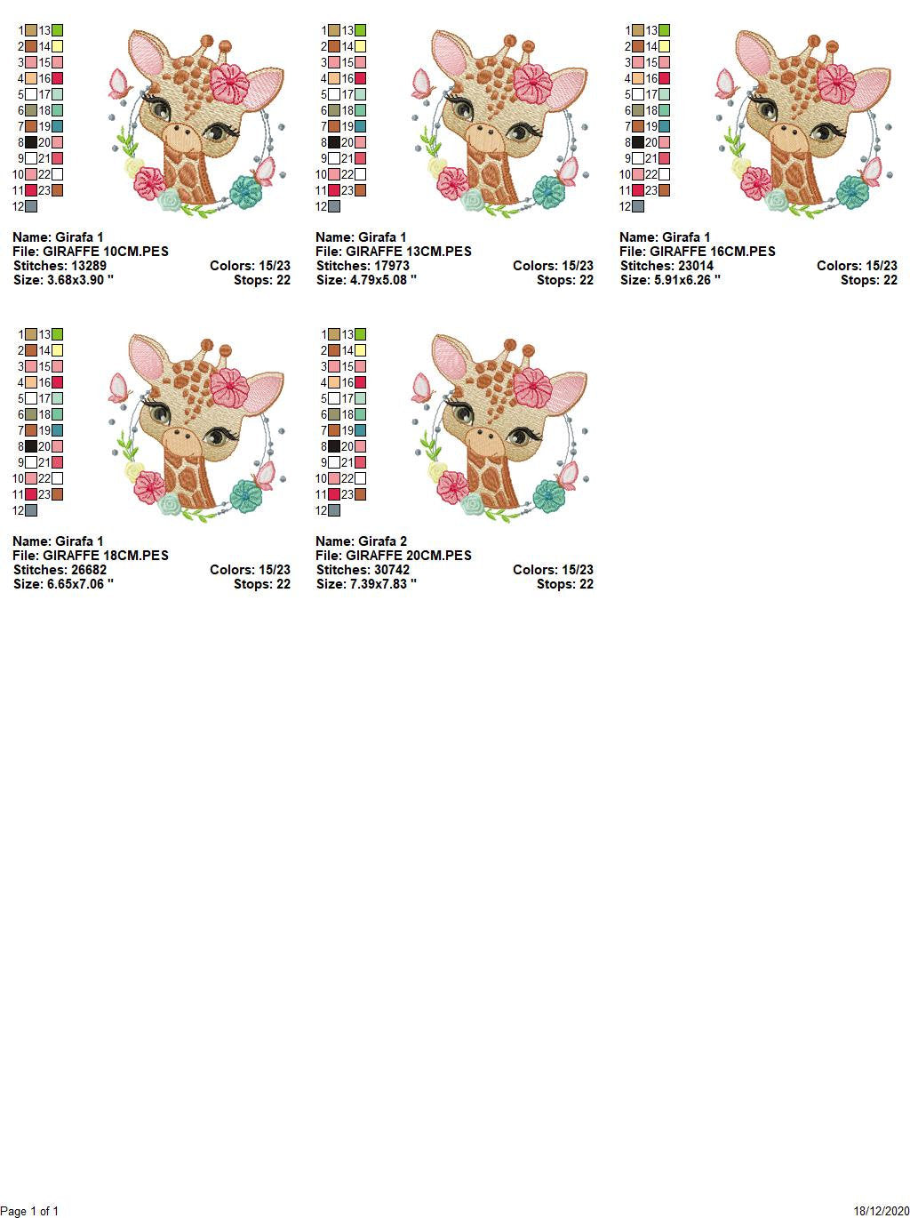 Giraffe embroidery designs - Woodland animals embroidery design machine embroidery pattern - Baby girl embroidery file - instant download