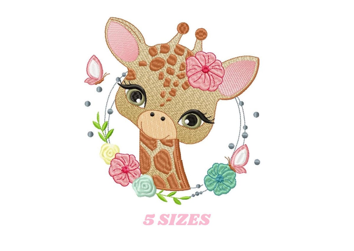 Giraffe embroidery designs - Woodland animals embroidery design machine embroidery pattern - Baby girl embroidery file - instant download