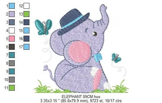 Elephant embroidery designs - Animal embroidery design machine embroidery pattern - Baby Boy embroidery file - kid embroidery Towel pillow Marcia Embroidery