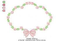 Cargar imagen en el visor de la galería, Roses laurel embroidery designs - Monogram embroidery design machine embroidery pattern - Floral Frame embroidery file - wreath of flowers
