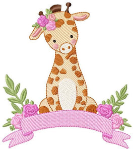 Giraffe embroidery design - Animal embroidery designs machine embroidery pattern - Baby boy embroidery file - Giraffe with flowers digital