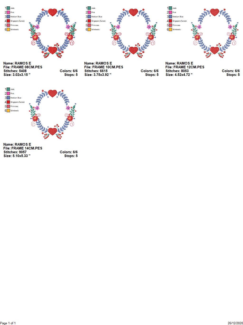Monogram Frame embroidery designs - Laurel with Flower and hearts machine embroidery pattern - Flowers wreath file - Instant download pes